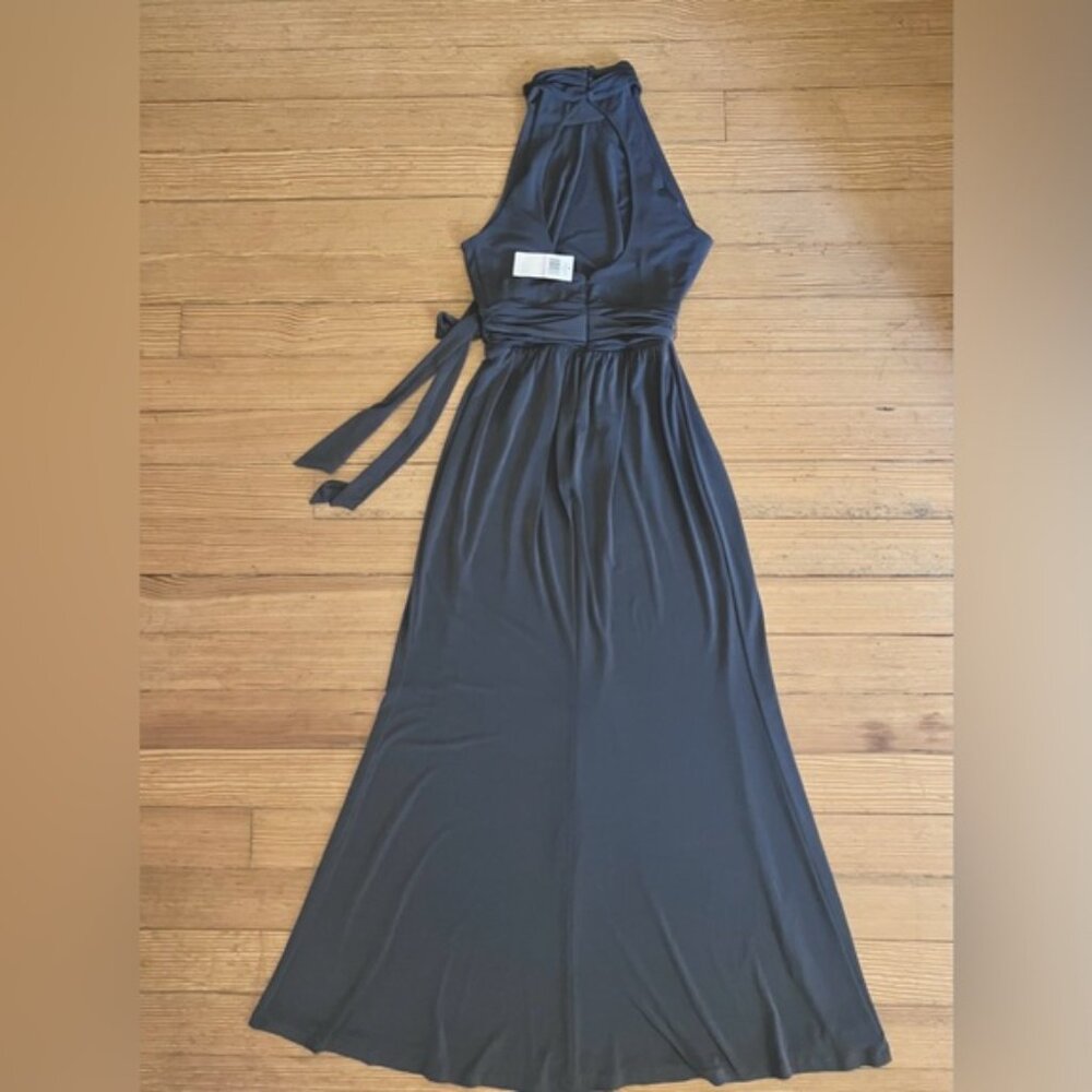 NWT Max & Cleo Keyhole back Halter Gown in Slate Grey Sz 6. - Picture 2 of 13